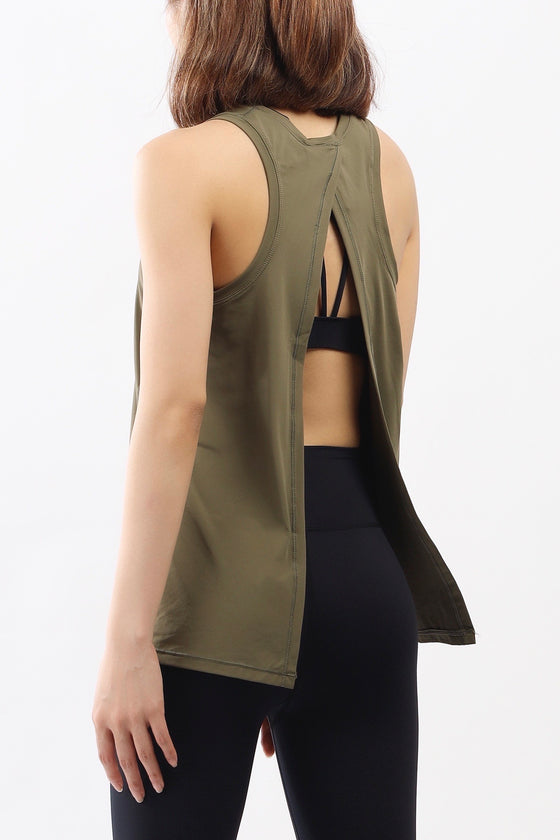 Tie Tank Top in Army Green