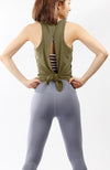 Tie Tank Top in Army Green